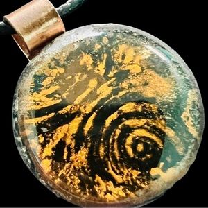 Full Moon Art glass pendant spiral